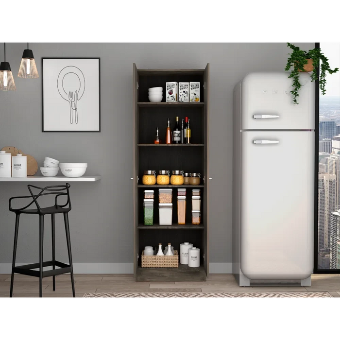 Multistorage Cabinet 71' H, Two Doors, Five Internal Shelves, Dark Brown / Black Default -DTYStore