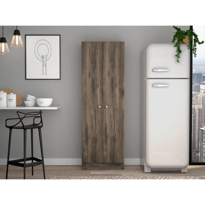 Multistorage Cabinet 71' H, Two Doors, Five Internal Shelves, Dark Brown / Black Default -DTYStore