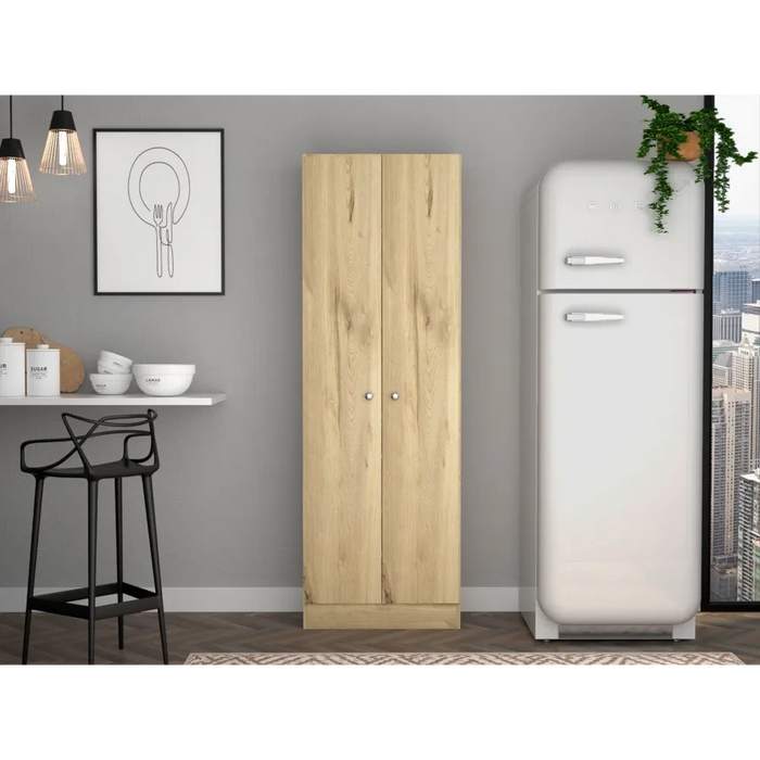 Multistorage Cabinet 71' H, Two Doors, Five Internal Shelves, Light Oak / Black Default -DTYStore