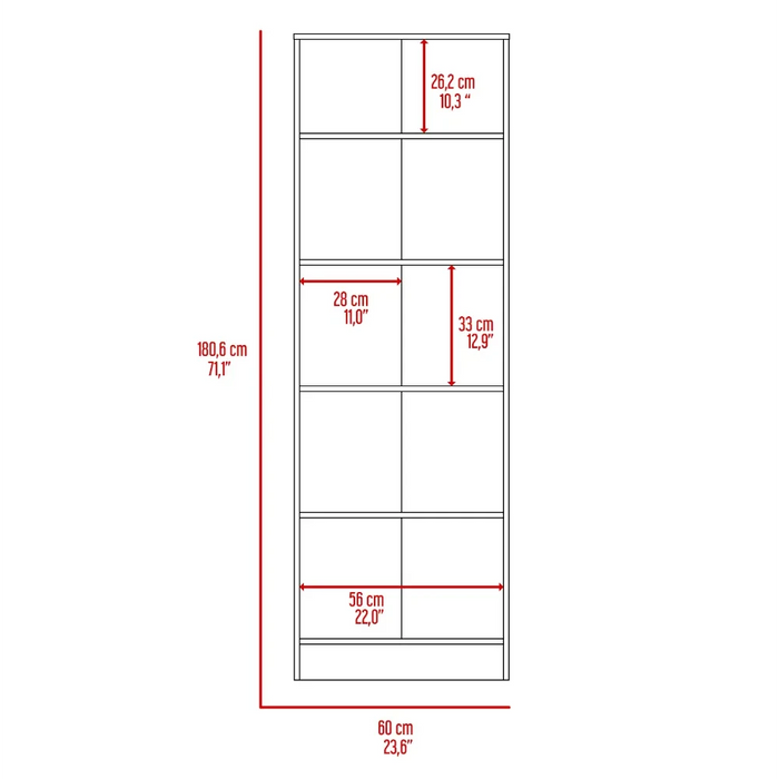 Multistorage Cabinet 71' H, Two Doors, Five Internal Shelves, Light Oak / Black Default -DTYStore