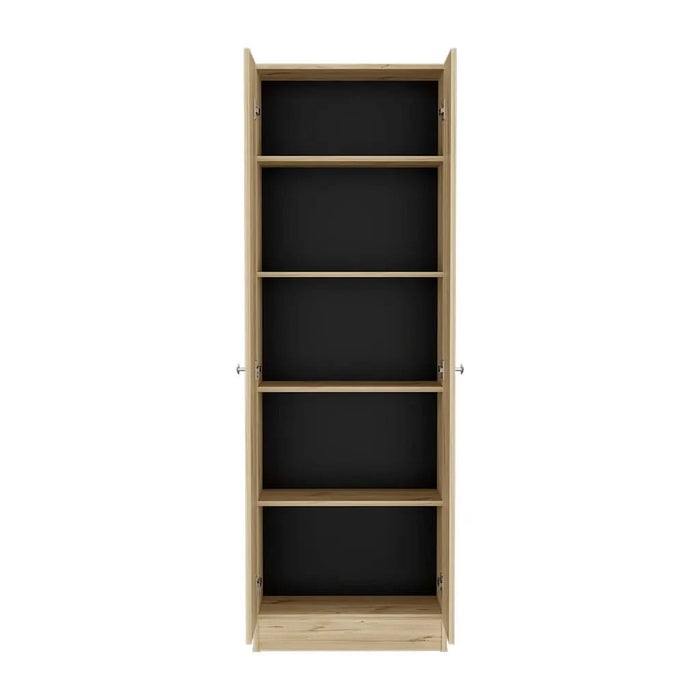 Multistorage Cabinet 71' H, Two Doors, Five Internal Shelves, Light Oak / Black Default -DTYStore