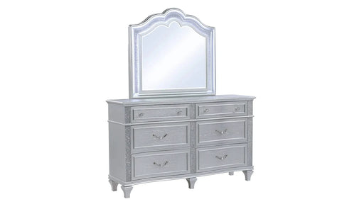 Mystic Contemporary Style Upholstered LED headboard King 4PC Bedroom Set made with Wood in Silver Default -DTYStore