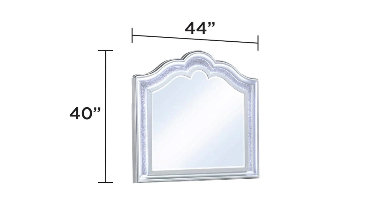 Mystic Contemporary Style Upholstered LED headboard King 5PC Bedroom Set made with Wood in Silver Default -DTYStore