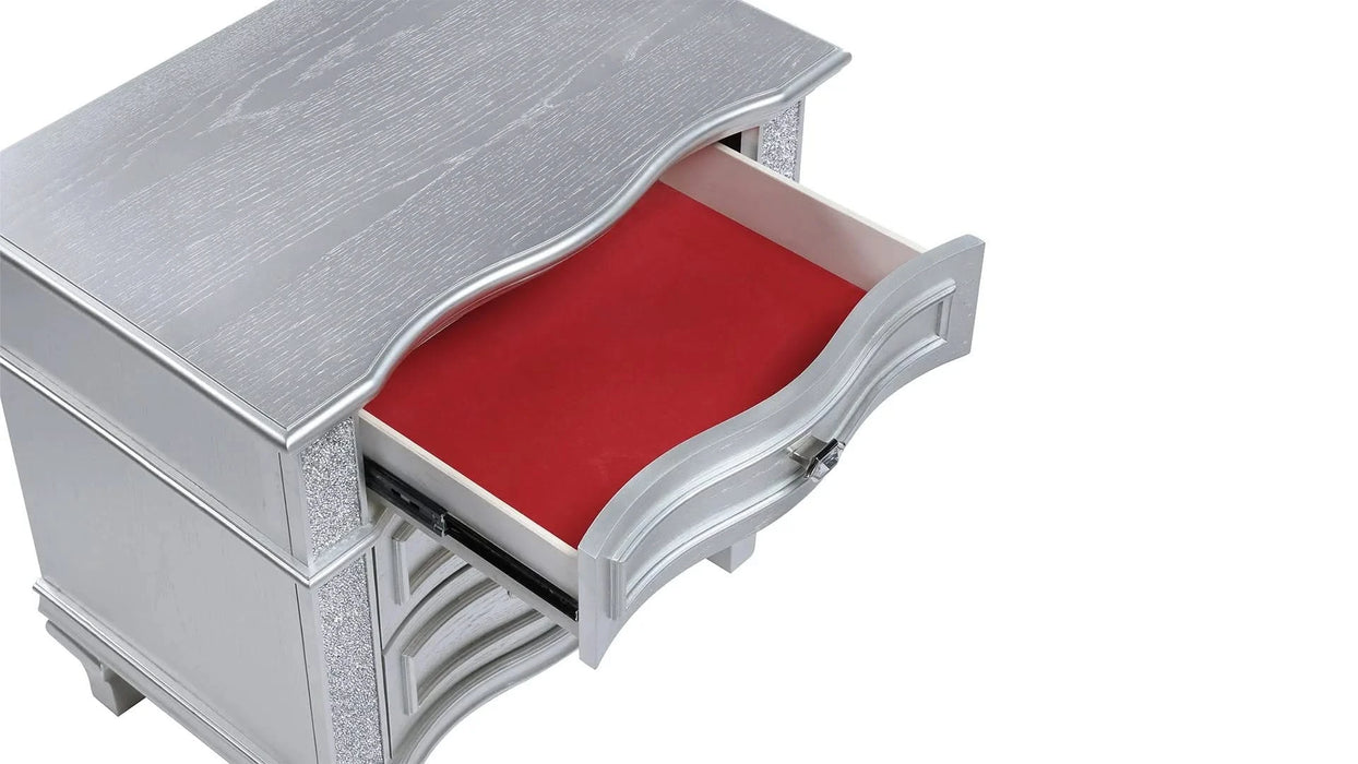 Mystic Contemporary Style Upholstered LED headboard King 5PC Bedroom Set made with Wood in Silver Default -DTYStore