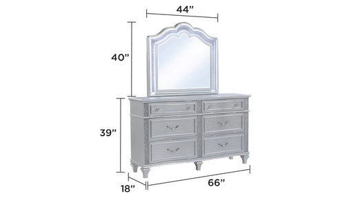 Mystic Contemporary Style Upholstered LED headboard Queen 5PC Bedroom Set made with Wood in Silver Default -DTYStore