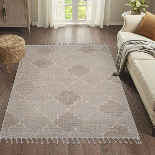 NAAR Guros Collection 8X10 Cream / Trellis Indoor / Outdoor Area Rug Default -DTYStore