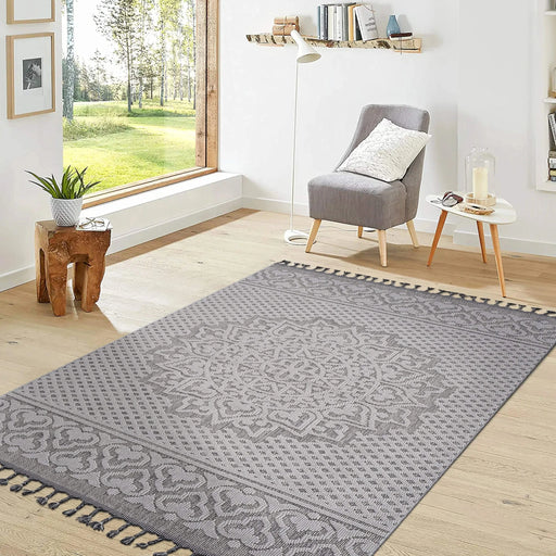 NAAR Guros Collection 8X10 Gray / White / Medallion Indoor / Outdoor Area Rug Default -DTYStore