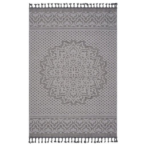 NAAR Guros Collection 8X10 Gray / White / Medallion Indoor / Outdoor Area Rug Default -DTYStore