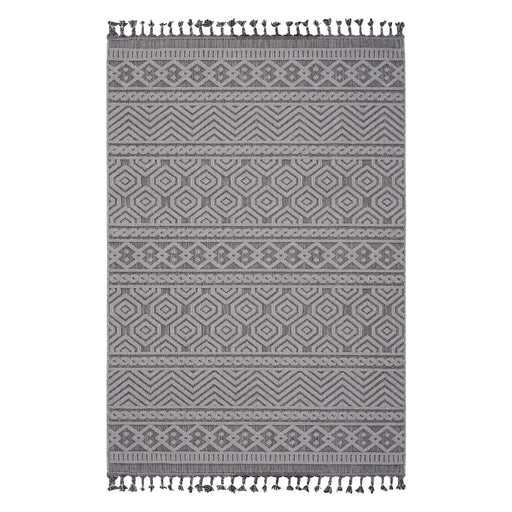 NAAR Guros Collection 8X10 Grey / White / Geometric Indoor / Outdoor Area Rug Default -DTYStore