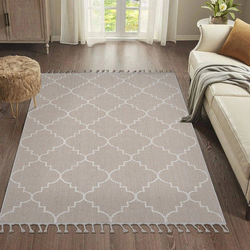 NAAR Guros Collection 8X10 Ivory / Trellis Indoor / Outdoor Area Rug Default -DTYStore