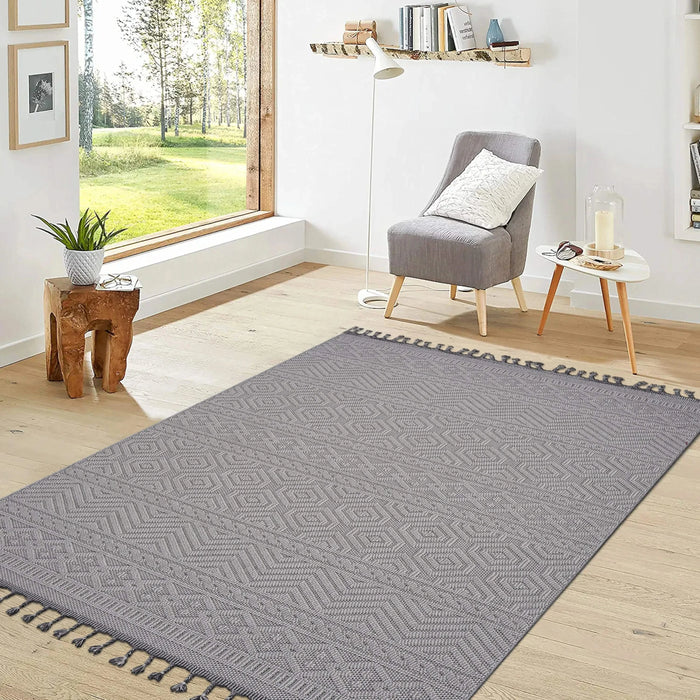 NAAR Guros Collection 8X10 White / Geometric Indoor / Outdoor Area Rug Default -DTYStore