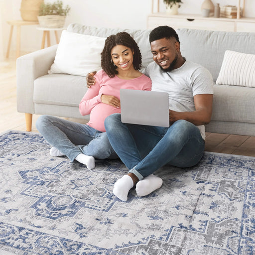 NAAR MARFI Collection 8X10 Blue / Grey / Oriental Area Rug Default -DTYStore