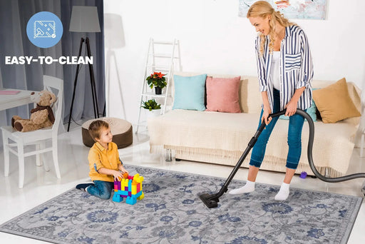 NAAR MARFI Collection 8X10 Blue / Silver / Oriental Area Rug Default -DTYStore