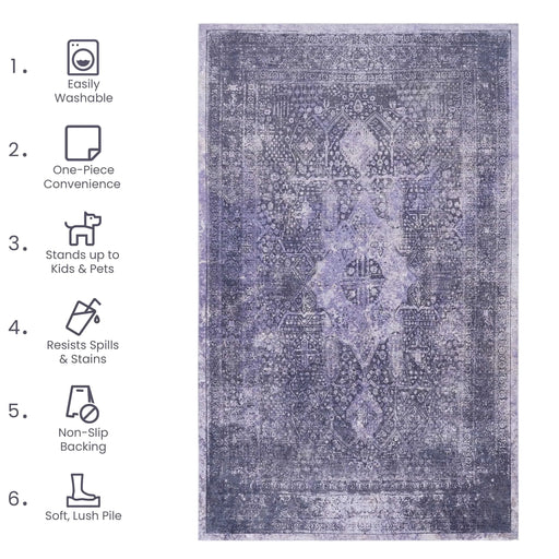 NAAR MAVAL Anthracite Washable Rug 8x10 Area Rug (Anthracite, 8' x 10') Default -DTYStore