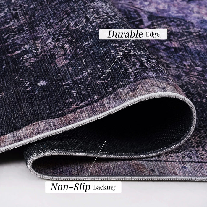 NAAR MAVAL Anthracite Washable Rug 9x12 Area Rug (Anthracite, 9'x12') Default -DTYStore