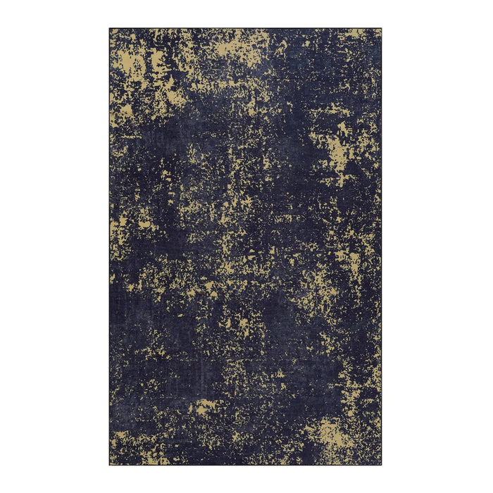 NAAR MAVAL Black Washable Rug 8x10 Area Rug (Black+Gold, 8' x 10') Default -DTYStore