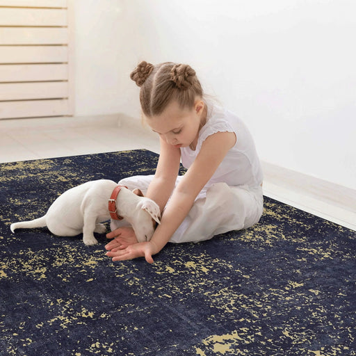 NAAR MAVAL Black Washable Rug 9x12 Area Rug (Black+Gold, 9'x12') Default -DTYStore