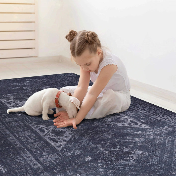 NAAR MAVAL Black Washable Rug 9x12 Area Rug (Black+Gray, 9'x12') Default -DTYStore