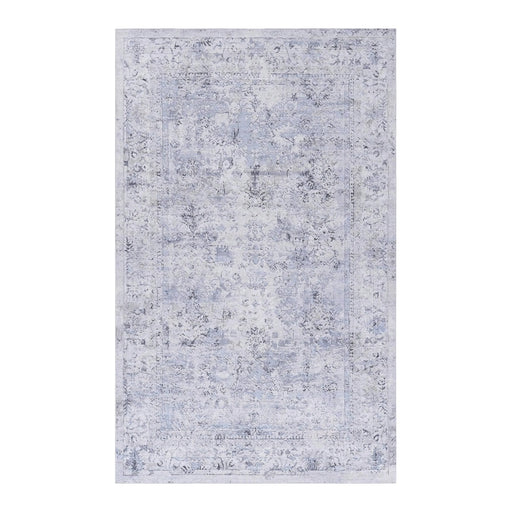 NAAR MAVAL Blue Washable Rug 5x8 Area Rug (Blue+Cream, 5' x 8') Default -DTYStore