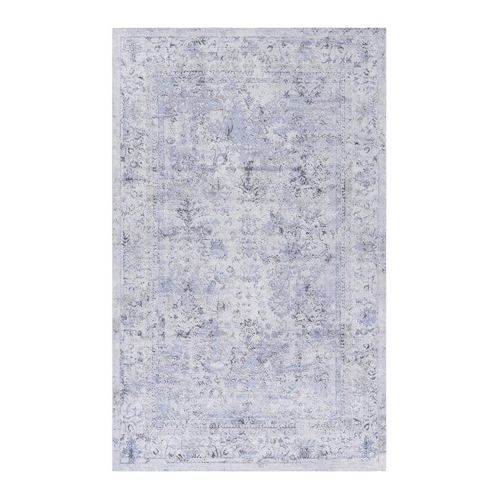 NAAR MAVAL Blue Washable Rug 8x10 Area Rug (Blue+Cream, 8' x 10') Default -DTYStore