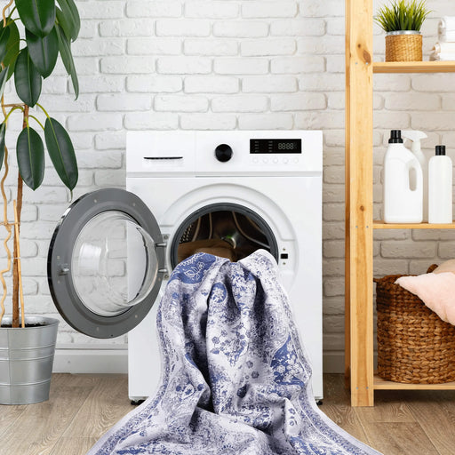 NAAR MAVAL Blue Washable Rug 8x10 Area Rug (Blue, 8' x 10') Default -DTYStore