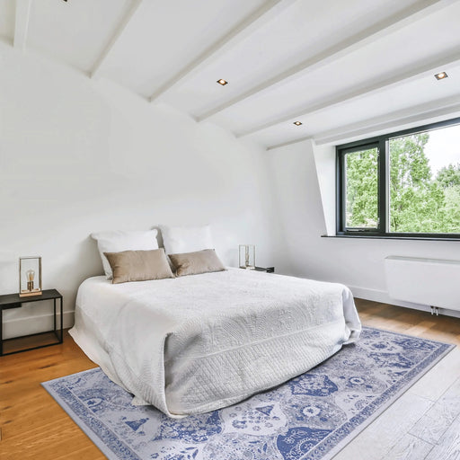 NAAR MAVAL Blue Washable Rug 8x10 Area Rug (Blue, 8' x 10') Default -DTYStore