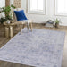 NAAR MAVAL Blue Washable Rug 9x12 Area Rug (Blue+Cream, 9'x12') Default -DTYStore