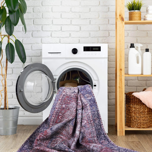 NAAR MAVAL Burgundy Washable Rug 6x9 Area Rug (Burgundy, 6' x 9') Default -DTYStore