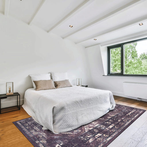 NAAR MAVAL Burgundy Washable Rug 8x10 Area Rug (Black+Burgundy, 8'x10') Default -DTYStore