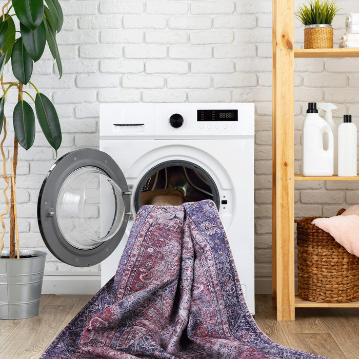 NAAR MAVAL Burgundy Washable Rug 8x10 Area Rug (Burgundy, 8' x 10') Default -DTYStore