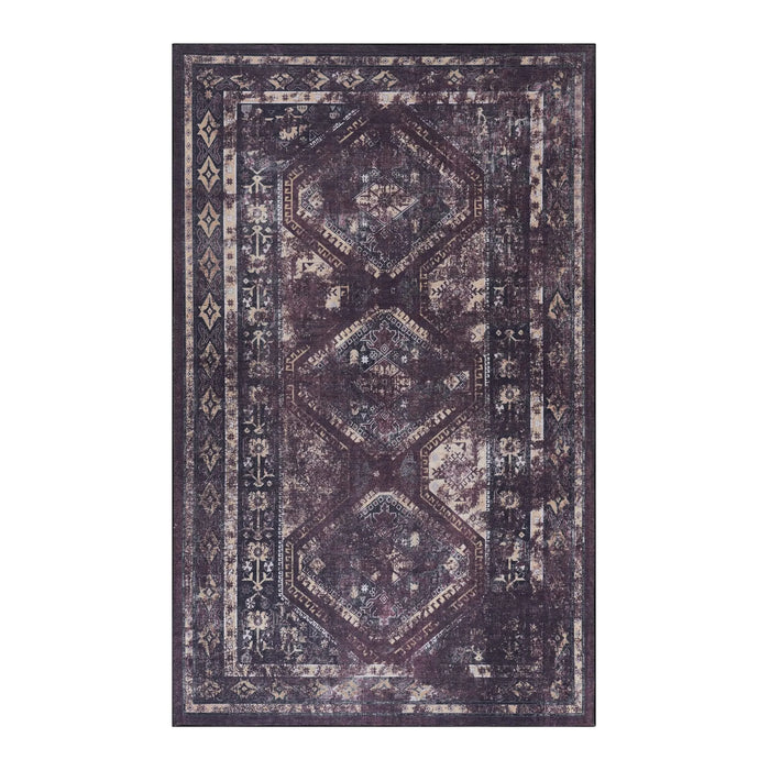 NAAR MAVAL Burgundy Washable Rug 9x12 Area Rug (Black+Burgundy, 9'x12') Default -DTYStore