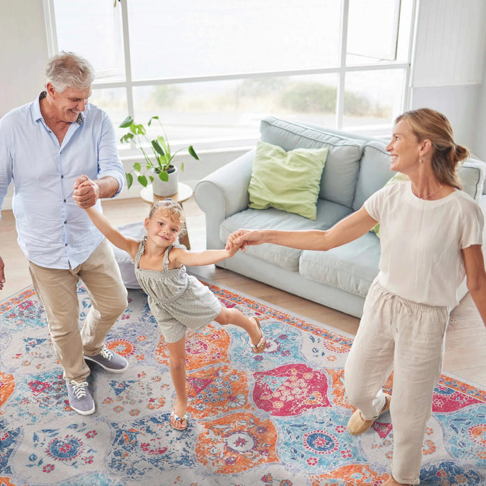 NAAR MAVAL Cream Washable Rug 9x12 Area Rug (Cream, 9'x12') Default -DTYStore