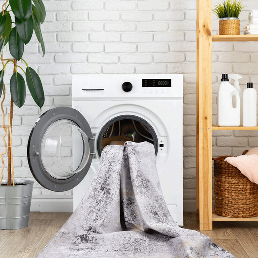 NAAR MAVAL Gold Washable Rug 5x8 Area Rug (Gray+Gold, 5' x 8') Default -DTYStore