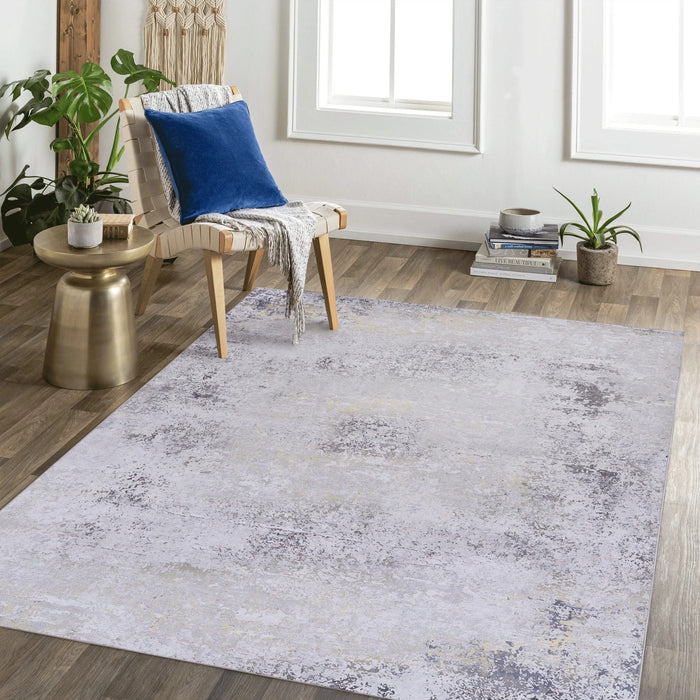 NAAR MAVAL Gold Washable Rug 5x8 Area Rug (Gray+Gold, 5' x 8') Default -DTYStore