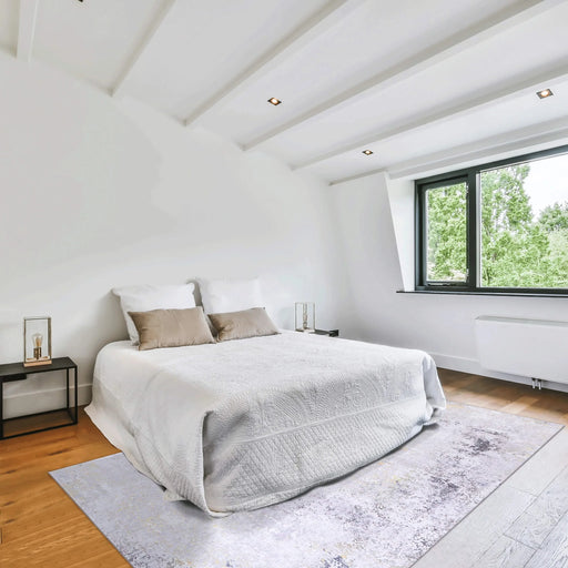 NAAR MAVAL Gold Washable Rug 8x10 Area Rug (Gray+Gold, 8' x 10') Default -DTYStore