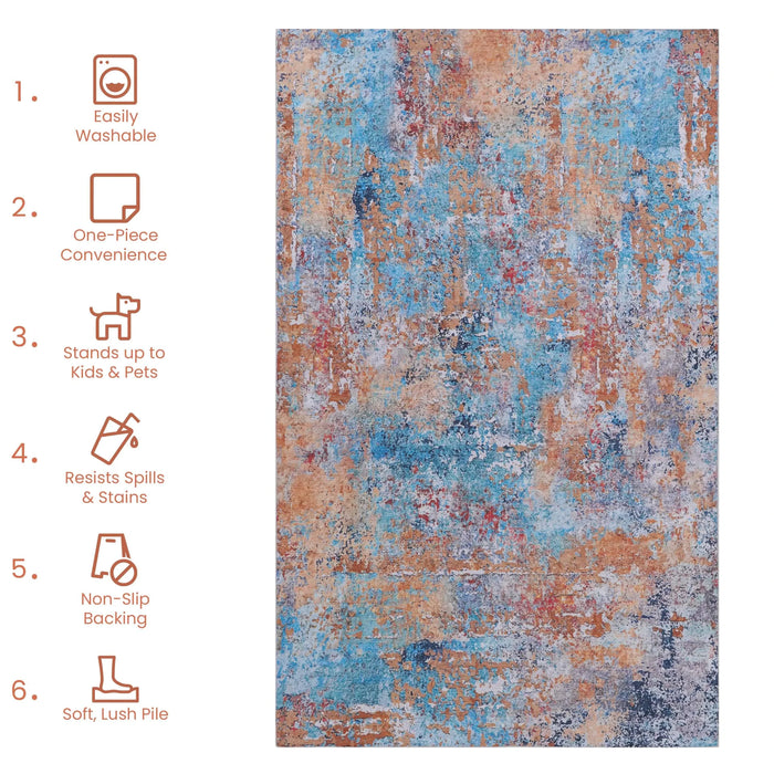 NAAR MAVAL Multi Washable Rug 9x12 Area Rug (Multi, 9'x12') Default -DTYStore