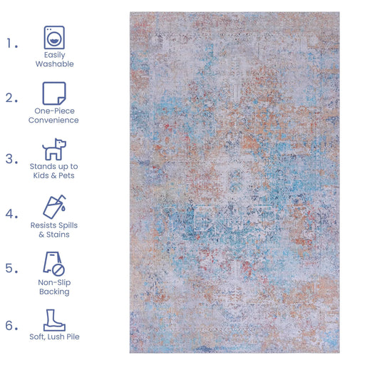 NAAR MAVAL Yellow Washable Rug 6x9 Area Rug (Yellow, 6' x 9') Default -DTYStore