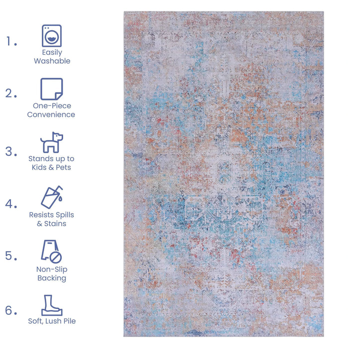 NAAR MAVAL Yellow Washable Rug 8x10 Area Rug (Yellow, 8' x 10') Default -DTYStore