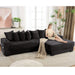 [NEW ARRIVED] [VIDEO PROVIDED] 110.75' Modular L Shaped Sofa, Corduroy Fabric Sectional Couch,With a movable footstool, Cup Holders,Bring 8 throw pillows,Side Pocket,Unfold into a Bed,Black Default -DTYStore