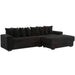 [NEW ARRIVED] [VIDEO PROVIDED] 110.75' Modular L Shaped Sofa, Corduroy Fabric Sectional Couch,With a movable footstool, Cup Holders,Bring 8 throw pillows,Side Pocket,Unfold into a Bed,Black Default -DTYStore