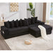 [NEW ARRIVED] [VIDEO PROVIDED] 110.75' Modular L Shaped Sofa, Corduroy Fabric Sectional Couch,With a movable footstool, Cup Holders,Bring 8 throw pillows,Side Pocket,Unfold into a Bed,Black Default -DTYStore