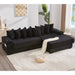 [NEW ARRIVED] [VIDEO PROVIDED] 110.75' Modular L Shaped Sofa, Corduroy Fabric Sectional Couch,With a movable footstool, Cup Holders,Bring 8 throw pillows,Side Pocket,Unfold into a Bed,Black Default -DTYStore
