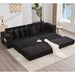 [NEW ARRIVED] [VIDEO PROVIDED] 110.75' Modular L Shaped Sofa, Corduroy Fabric Sectional Couch,With a movable footstool, Cup Holders,Bring 8 throw pillows,Side Pocket,Unfold into a Bed,Black Default -DTYStore