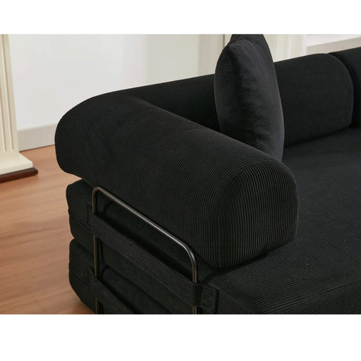 [NEW ARRIVED] [VIDEO PROVIDED] 78.5' Folding Convertible Out Sleeper Sofa Bed,4-in-1 DIY Combination Convertible Sofa,3 seat, Folding Sofa, King Size , Bedroom,Apartment,Corduroy,Black Default -DTYStore