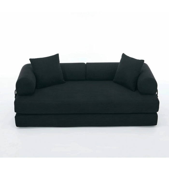 [NEW ARRIVED] [VIDEO PROVIDED] 78.5' Folding Convertible Out Sleeper Sofa Bed,4-in-1 DIY Combination Convertible Sofa,3 seat, Folding Sofa, King Size , Bedroom,Apartment,Corduroy,Black Default -DTYStore