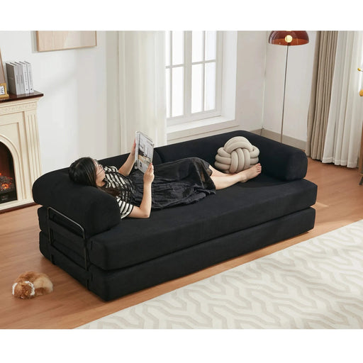 [NEW ARRIVED] [VIDEO PROVIDED] 78.5' Folding Convertible Out Sleeper Sofa Bed,4-in-1 DIY Combination Convertible Sofa,3 seat, Folding Sofa, King Size , Bedroom,Apartment,Corduroy,Black Default -DTYStore