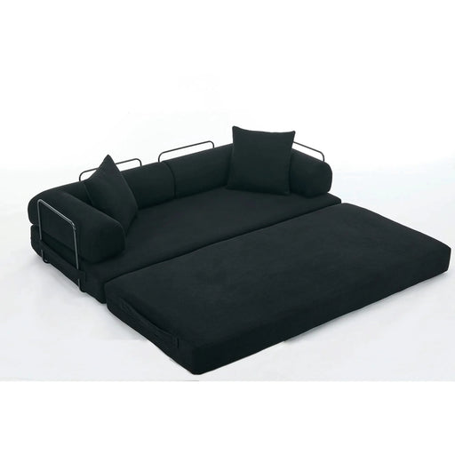 [NEW ARRIVED] [VIDEO PROVIDED] 78.5' Folding Convertible Out Sleeper Sofa Bed,4-in-1 DIY Combination Convertible Sofa,3 seat, Folding Sofa, King Size , Bedroom,Apartment,Corduroy,Black Default -DTYStore