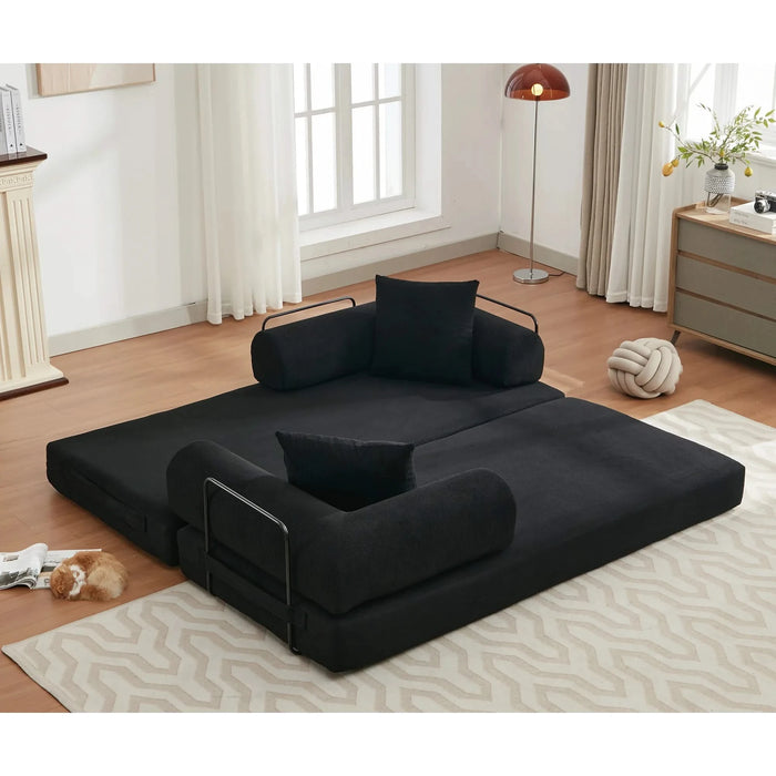 [NEW ARRIVED] [VIDEO PROVIDED] 78.5' Folding Convertible Out Sleeper Sofa Bed,4-in-1 DIY Combination Convertible Sofa,3 seat, Folding Sofa, King Size , Bedroom,Apartment,Corduroy,Black Default -DTYStore