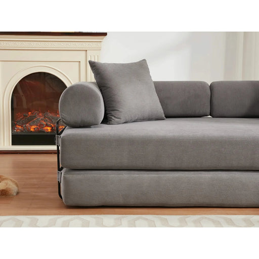 [NEW ARRIVED] [VIDEO PROVIDED] 78.5' Folding Convertible Out Sleeper Sofa Bed,4-in-1 DIY Combination Convertible Sofa,3 seat, Folding Sofa, King Size , Bedroom,Apartment,Corduroy,Gray Default -DTYStore
