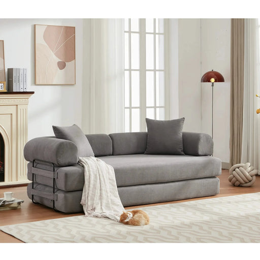 [NEW ARRIVED] [VIDEO PROVIDED] 78.5' Folding Convertible Out Sleeper Sofa Bed,4-in-1 DIY Combination Convertible Sofa,3 seat, Folding Sofa, King Size , Bedroom,Apartment,Corduroy,Gray Default -DTYStore